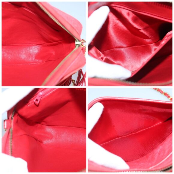 CHANEL Chain Shoulder Bag Canvas Red Gold CC Auth bs19429 - Picture 16 of 16